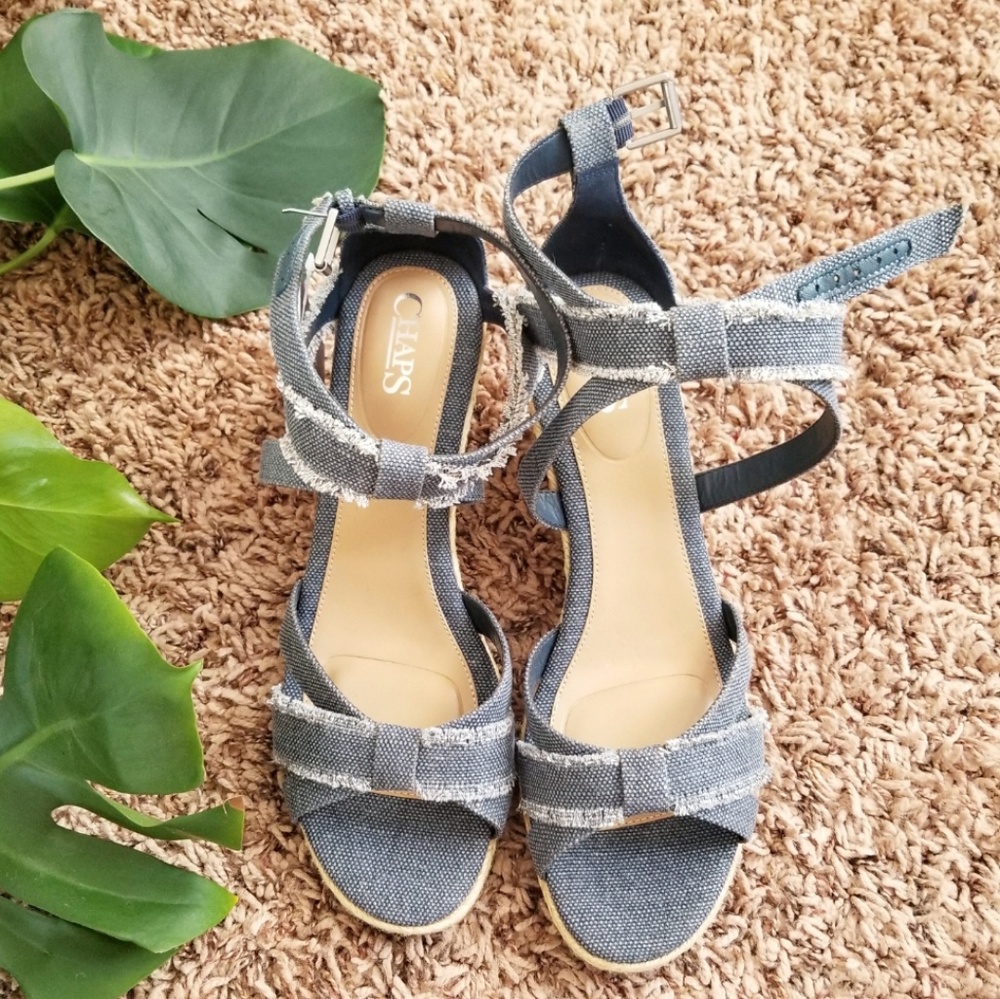 COPY - 💜Host Pick💜NWT BLUE DENIM WEDGES CANVAS CHAPS